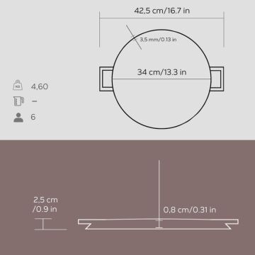 Lava Döküm Yuvarlak Çift Yön Izgara Tavası Döküm Demir Yekpare Çift Kulplu Çap(Ø)34cm.
