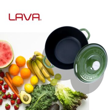 Lava Döküm Yuvarlak Tencere Döküm Demir Kapak New Heritage Serisi Çap(Ø)26cm.