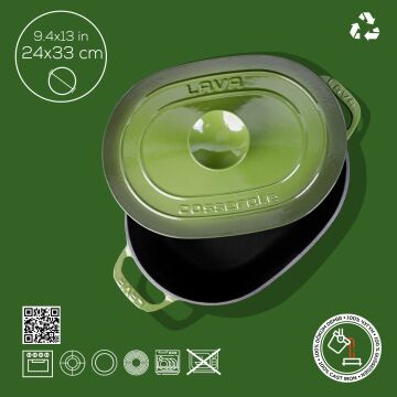 Lava Döküm Oval Tencere Döküm Demir Kapak Experience Serisi Ölçü 24x33cm