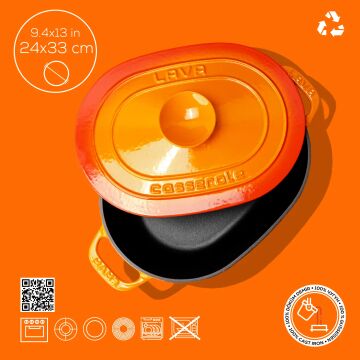 Lava Döküm Oval Tencere Döküm Demir Kapak Experience Serisi Ölçü 24x33cm
