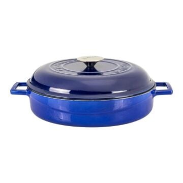 Lava Döküm Çok Amaçlı Yayvan Tencere Döküm Demir Kubbe Form Kapak Premium Serisi Çap(Ø)28cm.