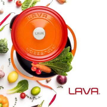 Lava Döküm Çok Amaçlı Yayvan Tencere Döküm Demir Kapak Heritage Serisi Çap(Ø)28cm.