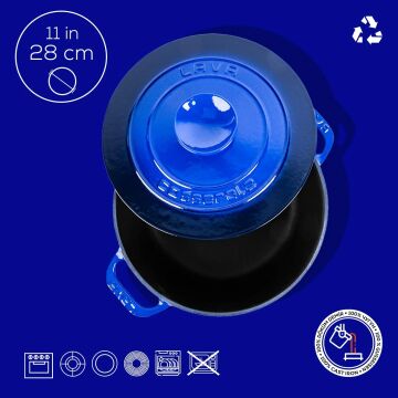 Lava Döküm Yuvarlak Tencere Döküm Demir Kapak Experience Serisi Çap(Ø)28cm