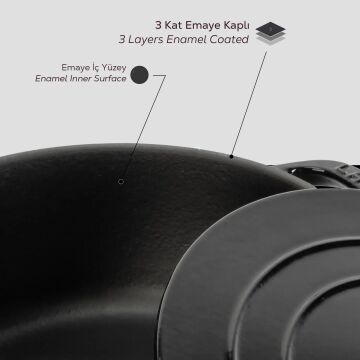 Lava Döküm Yuvarlak Tencere Döküm Demir Kapak Experience Serisi Çap(Ø)28cm