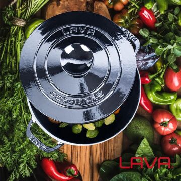 Lava Döküm Yuvarlak Tencere Döküm Demir Kapak Experience Serisi Çap(Ø)28cm