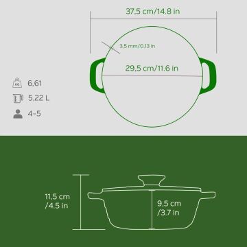 Lava Döküm Yuvarlak Tencere Döküm Demir Kapak Experience Serisi Çap(Ø)28cm