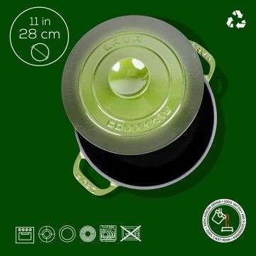 Lava Döküm Yuvarlak Tencere Döküm Demir Kapak Experience Serisi Çap(Ø)28cm