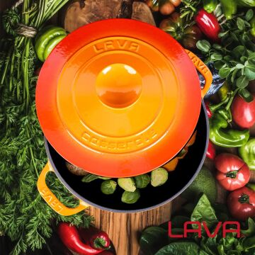 Lava Döküm Yuvarlak Tencere Döküm Demir Kapak Experience Serisi Çap(Ø)28cm