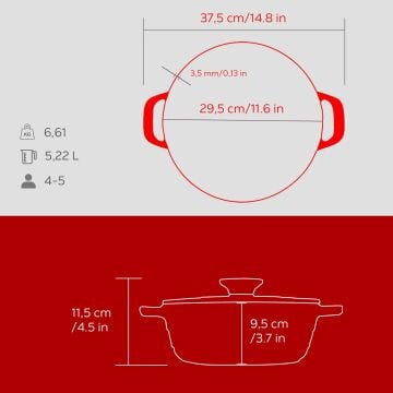 Lava Döküm Yuvarlak Tencere Döküm Demir Kapak Experience Serisi Çap(Ø)28cm