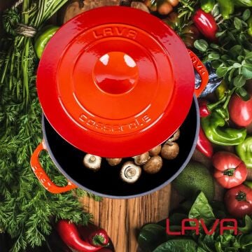 Lava Döküm Yuvarlak Tencere Döküm Demir Kapak Experience Serisi Çap(Ø)28cm