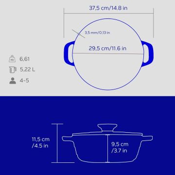 Lava Döküm Yuvarlak Tencere Döküm Demir Kapak Experience Majolik Serisi Çap(Ø)28cm