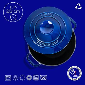 Lava Döküm Yuvarlak Tencere Döküm Demir Kapak Experience Majolik Serisi Çap(Ø)28cm