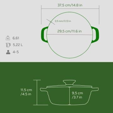Lava Döküm Yuvarlak Tencere Döküm Demir Kapak Experience Majolik Serisi Çap(Ø)28cm