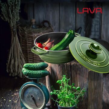 Lava Döküm Yuvarlak Tencere Döküm Demir Kapak Experience Majolik Serisi Çap(Ø)28cm