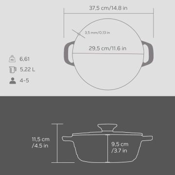 Lava Döküm Yuvarlak Tencere Döküm Demir Kapak Experience Majolik Serisi Çap(Ø)28cm