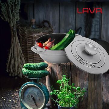 Lava Döküm Yuvarlak Tencere Döküm Demir Kapak Experience Majolik Serisi Çap(Ø)28cm