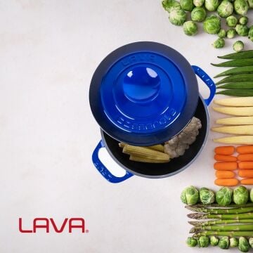 Lava Döküm Yuvarlak Tencere Döküm Demir Kapak Experience Serisi Çap(Ø)23cm