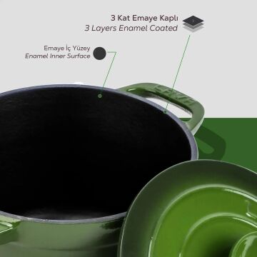 Lava Döküm Yuvarlak Tencere Döküm Demir Kapak Experience Serisi Çap(Ø)23cm