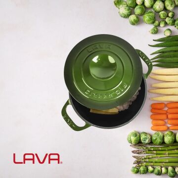 Lava Döküm Yuvarlak Tencere Döküm Demir Kapak Experience Serisi Çap(Ø)23cm