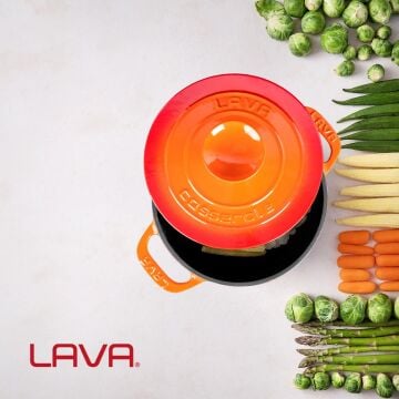 Lava Döküm Yuvarlak Tencere Döküm Demir Kapak Experience Serisi Çap(Ø)23cm