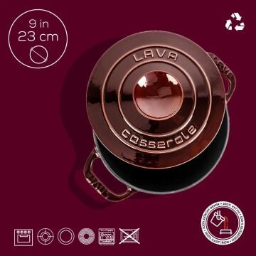 Lava Döküm Yuvarlak Tencere Döküm Demir Kapak Experience Majolik Serisi Çap(Ø)23cm