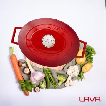 Lava Döküm Oval Tencere. Folk Serisi Ölçü 23x29cm