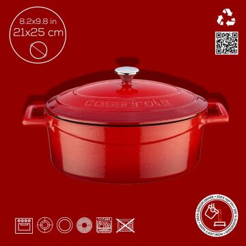 Lava Döküm Oval Tencere. Folk Serisi Ölçü 21x25cm