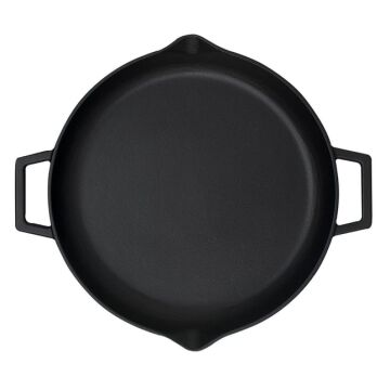 Lava Döküm Yuvarlak Kızartma Tavası Döküm Demir Yekpare Çift Kulplu Çap(Ø)26cm.