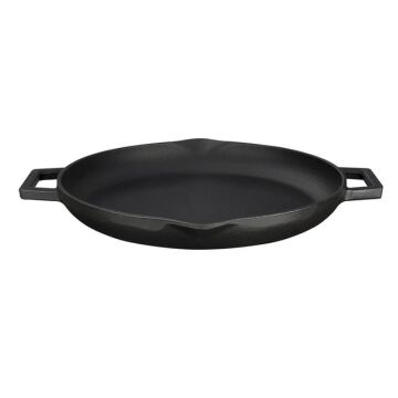 Lava Döküm Yuvarlak Kızartma Tavası Döküm Demir Yekpare Çift Kulplu Çap(Ø)26cm.