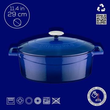 Lava Döküm Oval Tencere. Folk Serisi Ölçü 23x29cm