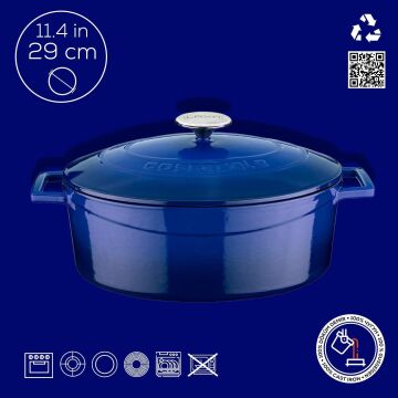 Lava Döküm Oval Tencere. Folk Serisi Ölçü 23x29cm