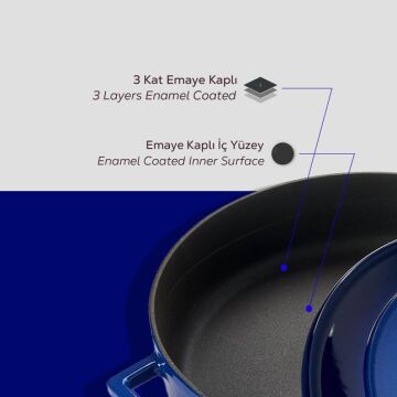 Lava Döküm Oval Tencere. Folk Serisi Ölçü 23x29cm