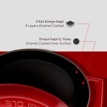 Lava Döküm Oval Tencere. Folk Serisi Ölçü 21x27cm