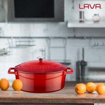 Lava Döküm Oval Tencere. Folk Serisi Ölçü 21x27cm