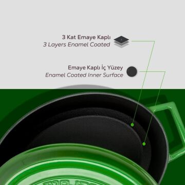 Lava Döküm Oval Tencere. Trendy Serisi Ölçü 21x27cm