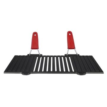 Lava Döküm Dikdörtgen Mangal Izgarası Silikon Paslanmaz Çift Tel Saplı Ölçü 40x25cm