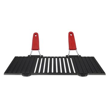 Lava Döküm Dikdörtgen Mangal Izgarası Silikon Paslanmaz Çift Tel Saplı Ölçü 40x25cm