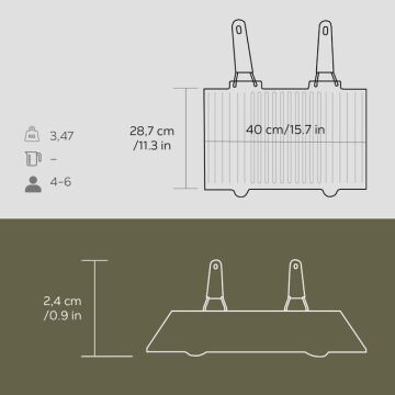 Lava Döküm Dikdörtgen Mangal Izgarası Silikon Paslanmaz Çift Tel Saplı Ölçü 40x25cm