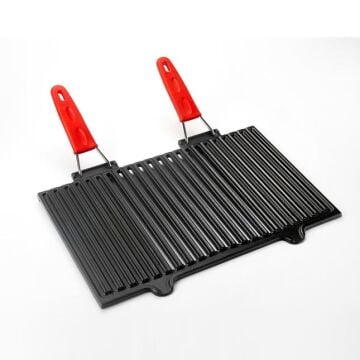 Lava Döküm Dikdörtgen Mangal Izgarası Silikon Paslanmaz Çift Tel Saplı Ölçü 40x25cm