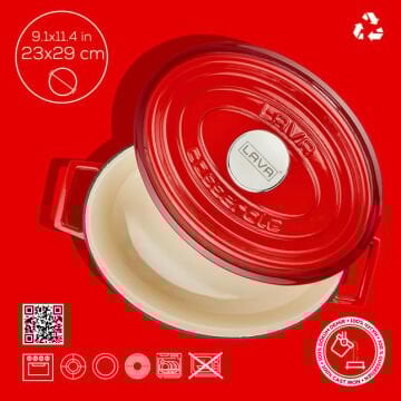 Lava Döküm Oval Tencere. Edition Serisi Ölçü 23x29cm