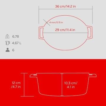Lava Döküm Oval Tencere. Edition Serisi Ölçü 23x29cm