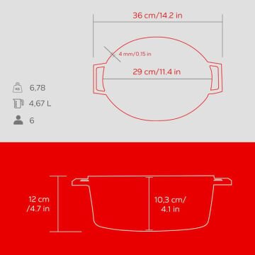 Lava Döküm Oval Tencere. Edition Serisi Ölçü 23x29cm