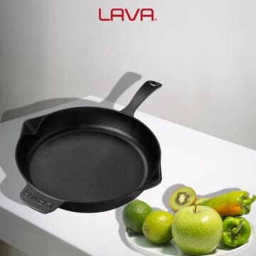 Lava Döküm Yuvarlak Kızartma Tavası Döküm Demir Yekpare Saplı. Çap(Ø)28cm