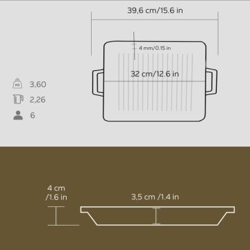 Lava Metal Saplı 26x32 CM Demir Döküm Kare Izgara Tavası