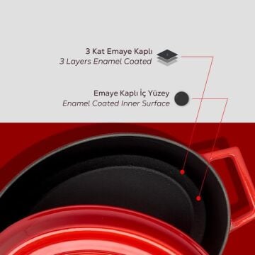 Lava Döküm Oval Tencere. Trendy Serisi Ölçü 21x27cm