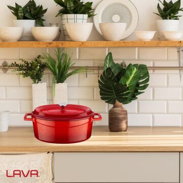 Lava Döküm Oval Tencere. Trendy Serisi Ölçü 21x27cm
