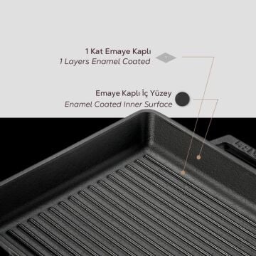 Lava Metal Saplı 26x26 CM Demir Döküm Kare Izgara Tavası