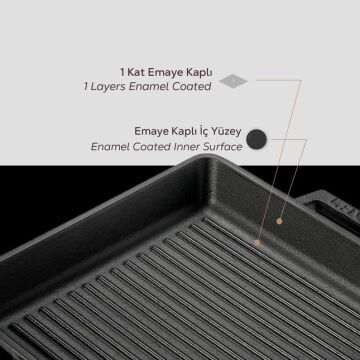 Lava Metal Saplı 26x26 CM Demir Döküm Kare Izgara Tavası