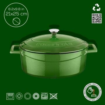 Lava Döküm Oval Tencere. Folk Serisi Ölçü 21x25cm