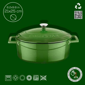 Lava Döküm Oval Tencere. Folk Serisi Ölçü 21x25cm